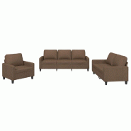 VidaXL Ensemble de canapés 3 pcs avec coussins Marron Tissu Modèle Oasis Pro - 3201431