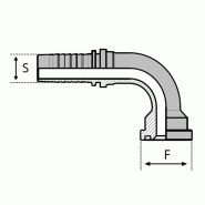 EMBOUT HYDRAULIQUE à BRIDE SERTIE POUR LE TRANSFERT D'HUILES HYDRAULIQUES HAUTE PRESSION - 3000 PSI - SéRIE LéGèRE - 90° (SFL90) / KOMATSU® (SFK90) - 16 , 1  , 25.4 , 16 , 1  , 44.5 , 8 - RéF  SCB3901616