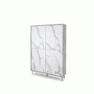 AQA Design Buffet haut VENBRUK en mélamine marbre ciment/calacatta L.108 P.41 H.161 MP07029 - multicolore Bois manufacturé MP07029