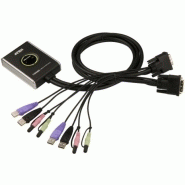 Aten cs682 switch kvm 2 ports dvi/usb/audio câbles intégrés 52303
