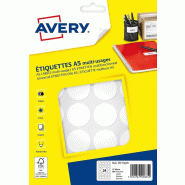 AVERY Lot de 5 Etui de 384 pastilles adhésives, diamètre 30 mm, coloris blanc (16 feuilles / cdt) - blanc 5014702026652