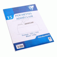 Clairefontaine Lot de 17 Paquet filmé de 15 pochettes Adhéclair blanches 229x324/C4, 120 g/m², adhésive avec bande - 3329688250154