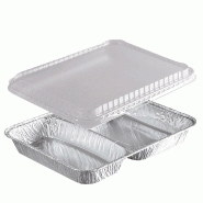 COMBO Pro NOVATRAY VISIO - 2 Compartiments (515+355ml) - Alu +Couvercle Dôme PP (H: 30+10=40mm) - KPCV870