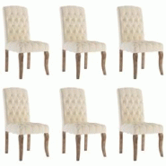 Décoshop26 - Set de 6 chaises de salle à manger en tissu beige capitonné et bois DEC025662 - beige 3000255376360 Décoshop26 - Set de 6 chaises de salle à manger en tissu beige capitonné et bois DEC025662 - beige 3000255376360
