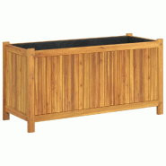 Helloshop26 - Jardinière bac lit surélevé plantes fleurs terrasse jardin avec doublure 99,5 x 38 x 50 cm bois massif d'acacia marron 02_0038147 - 3