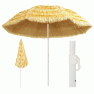 Helloshop26 - Parasol de plage inclinable 300 x 260 cm protection UV style hawaïen ambiance extérieure en PP naturel 02_0045905 - acier 3000233952487