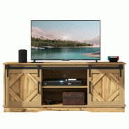 Merax Grand meuble TV meuble TV buffet centre de divertissement avec 2 portes coulissantes classiques étagères réglables marron - marron multi-mat�