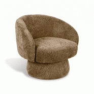Now's Home - fauteuil pivotant en tissus chenille caramel 78x76.5x72.5cm paloma - 3256390255415