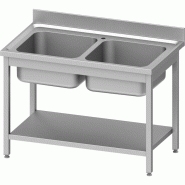Plonge 2-bacs avec étagère basse 1200x600x850 mm à monter - P954586120