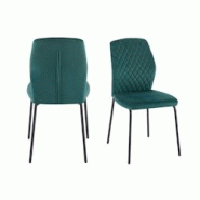 SalesFever Chaise avec revêtement velours en lot de 2|Matelassage nid d'abeille au dos|Structure métallique à 4 pieds|L46,5xP56,5xH92cm|vert–noir SalesFever Chaise avec revêtement velours en lot de 2|Matelassage nid d'abeille au dos|Structure métallique à 4 pieds|L46,5xP56,5xH92cm|vert–noir