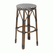 Tabourets de bar en rotin PE style parisien Bolero bois foncé noirs (Lot de 2) - HZ146