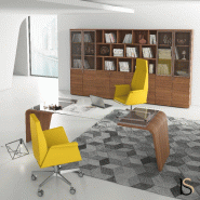 Bureau de direction Larus en bois et verre - DellaRovere - 210, Noyer