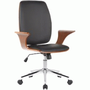 CLP Fauteuil de bureau Burbank avec coque d'assise en bois Noyer / Noir/Similicuir - marron polyester 316765 CLP Fauteuil de bureau Burbank avec coque d'assise en bois Noyer / Noir/Similicuir - marron polyester 316765