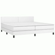 Décoshop26 - Cadre de lit LED avec sommier tête de lit matelas 200x200 cm tissu bleu TDL0208714 - bleu 3001568747762