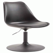 Décoshop26 - Chaise de salle à manger x1 pivotante hauteur réglable en plastique noir et pied trompette en métal noir 10_0003765 - noir métal 300