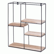 Décoshop26 - Étagère murale suspendue 4 niveaux en métal et bois naturel design industriel 51 x 40 x 11 cm 04_0008667 - métal 3000262668212 Décoshop26 - Étagère murale suspendue 4 niveaux en métal et bois naturel design industriel 51 x 40 x 11 cm 04_0008667 - métal 3000262668212