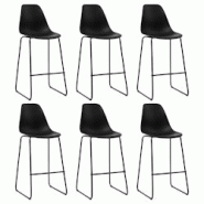 Décoshop26 - Lot de 6 tabourets de bar siège en plastique noir cadre en métal DEC029431 - noir 3000257371974