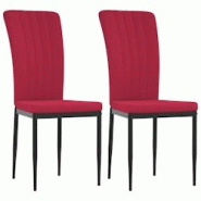 Décoshop26 - Set de 2 chaises de salle à manger design moderne coutures décoratives en tissu rouge bordeaux DEC025584 - 3000255326723 Décoshop26 - Set de 2 chaises de salle à manger design moderne coutures décoratives en tissu rouge bordeaux DEC025584 - 3000255326723