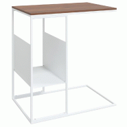 Décoshop26 - Table d'appoint en forme de C bout de canapé 55 x 36 x 59,5 cm bois d'ingénierie marron et fer blanc DEC040259 - marron Bois massif 30