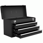 Helloshop26 - Boîte à outils 3 tiroirs 52 x 21 x 30 cm sécurisée et portable moderne en métal noir 20_0010777 - 3000226358173