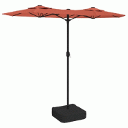 Helloshop26 - Parasol de jardin à double tête avec LED 316 x 145 cm fonctionnel et élégant en polyester terre cuite 02_0047397 - polyester 3000234