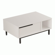 Helloshop26 - Table basse console d'appoint de salon 90 x 60 x 38 cm blanc noir 03_0010777 - 3000225403904