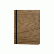 Hungry Club Porte Menu en bois à élastique A5 « Le Demi Tendu » - Chêne - Élastique Noir - Bois massif PM-DT-A5-CH-EN