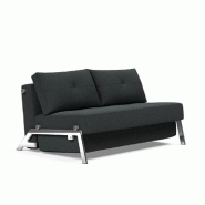 INNOVATION LIVING  CANAPÉ DESIGN CUBED 02 CHROME CONVERTIBLE 200*160 CM TISSU BOUCLÉ BLACK RAVEN