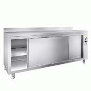 Meuble bas inox chauffant 1800x700 mm adossé PREMIUM - GOLDINOX - gris inox 3701770819218