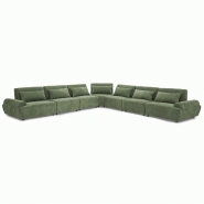 Oviala Business Canapé d'angle modulable 7 places dossier ajustable vert - vert polyester 115722