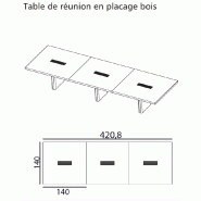 Table de réunion rectangulaire série X10 finition hébénisterie - Officity - 420, Ébène, Cuir rouge_0