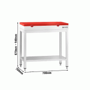 Table inox de découpe avec plan rouge - Profondeur 700 mm | Ggm - 700
