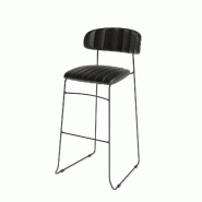Tabouret de bar en cuir synthétique Noir 49x46.5x105cm (Lot de 2) - Feros - noir acier 53102
