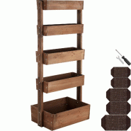 TecTake GmbH tectake Jardinière verticale FLORA en bois laqué avec toile de paillage - 81 x 52 x 180 cm marron - marron multi-matériau 406174