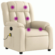 VidaXL Fauteuil inclinable de massage crème tissu Modèle Ellonora - 8721012187443