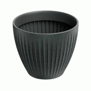 WellHome - Pot en plastique rotomoulé 11 L Ø30x25cm coloris gris graphite - Latia Round - gris plastique WH17252