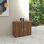 Armoire basse de bureau hauteur 81 cm - Mobel linea - 100, Acacia foncé_0