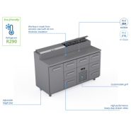 Comptoir réfrigéré en acier inoxydable -1600 × 660 × 900 mm - CSTV-16-1303 Comptoir réfrigéré en acier inoxydable -1600 × 660 × 900 mm - CSTV-16-1303