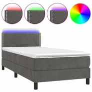 Décoshop26 - Lit LED avec sommier, tête de lit réglable, matelas 90x190 cm en velours gris foncé TDL0208263 - gris 3001279888006 Décoshop26 - Lit LED avec sommier, tête de lit réglable, matelas 90x190 cm en velours gris foncé TDL0208263 - gris 3001279888006