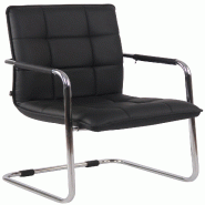 Décoshop26 - Chaise visiteur fauteuil de bureau sans roulettes en cuir synthétique noir cadre métal BUR10467 - noir métal 3001087169601