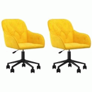 Décoshop26 - Lot de 2 chaises de salle à manger bureau sur roulettes siège pivotant hauteur réglable en velours jaune DEC025266 - jaune 3000255160426 Décoshop26 - Lot de 2 chaises de salle à manger bureau sur roulettes siège pivotant hauteur réglable en velours jaune DEC025266 - jaune 3000255160426