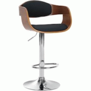 Décoshop26 - Tabouret de bar x1 design scandinave en PVC noir et structure en bois noyer pieds métal chromé 10_0005042 - noir 3000252427508 Décoshop26 - Tabouret de bar x1 design scandinave en PVC noir et structure en bois noyer pieds métal chromé 10_0005042 - noir 3000252427508