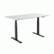 KIMEX - Bureau motorisé assis-debout 150x75cm Plateau blanc/Pied noir - blanc 3700685422575