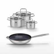 Lot Poêle 32cm Profi Therm Platinum Elo & 3 Faitouts Elo Citrin - gris inox 3176239952193