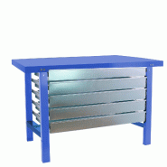 SimonRack Table de travail d’atelier, 1500x730 mm, 5 tiroirs, plateau métallique, Charge 600 kg, Bleu - BT-6 - bleu métal 8425437126093
