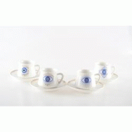 Tasses et sous-tasses chance - lot de 4 - bleu 3701503033584 Tasses et sous-tasses chance - lot de 4 - bleu 3701503033584