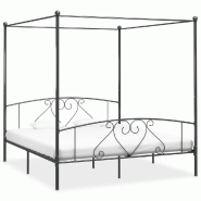 VidaXL Cadre de lit à baldaquin sans matelas gris métal 180x200 cm Modèle Yermoniax - 284445