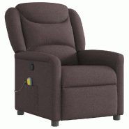 VidaXL Fauteuil de massage inclinable Marron foncé Tissu Modèle Hermelix - 8721158336170