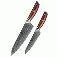 XinZuo - Set de couteaux Damas 2 pièces - Série B27 Yi - multicolore multi-matériau B27-A2