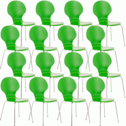 CLP Lot de 16 chaises empilables en bois Diego Vert - vert Bois manufacturé 15975634